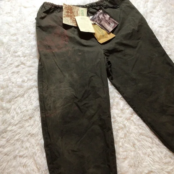 C.C. Filson Foul Weather Rain Pants Cover Cloth Oil Finish Tin Wind Repel XL Vtg